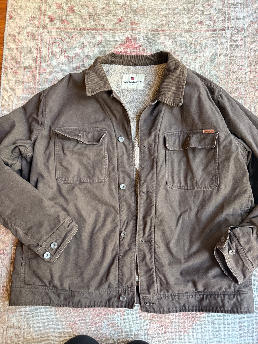 Woolrich Brown Sherpa-Lined Field Jacket